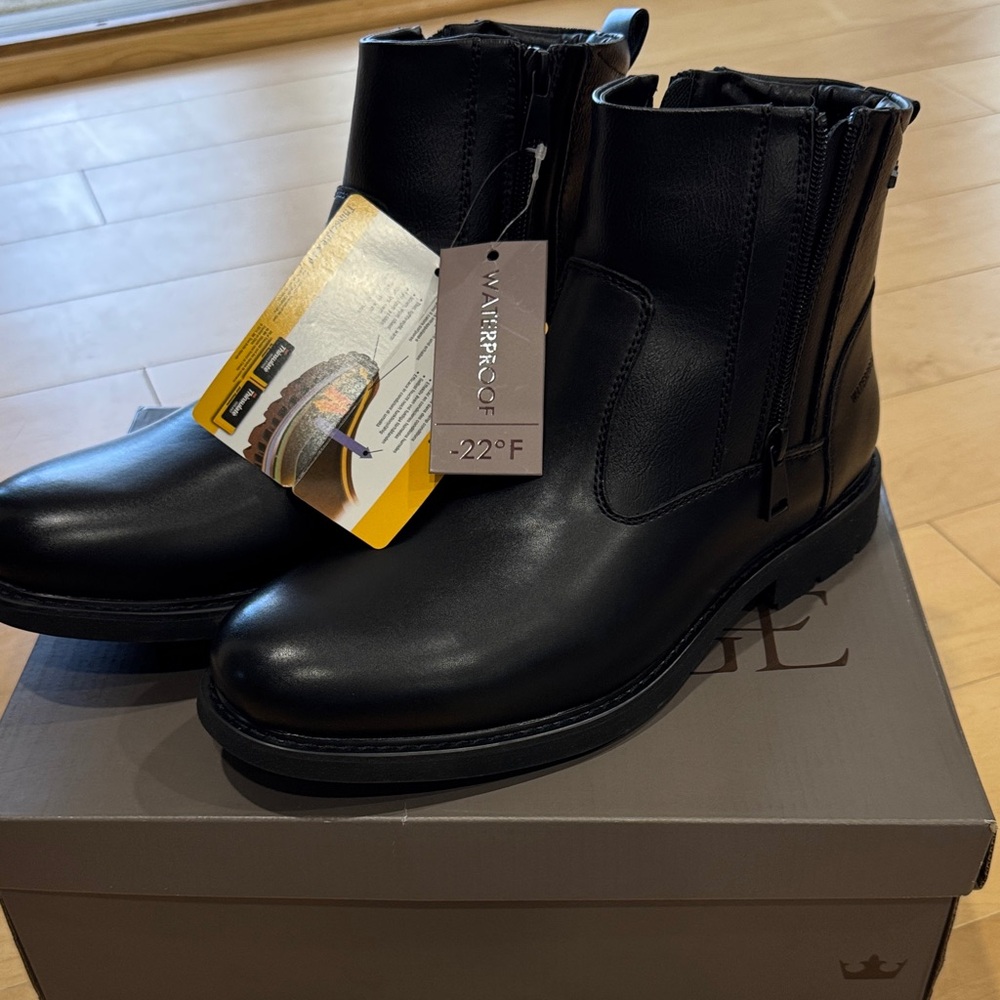 Crown Vintage black double zip Chelsea boot fur lining thinsulate waterproof 10